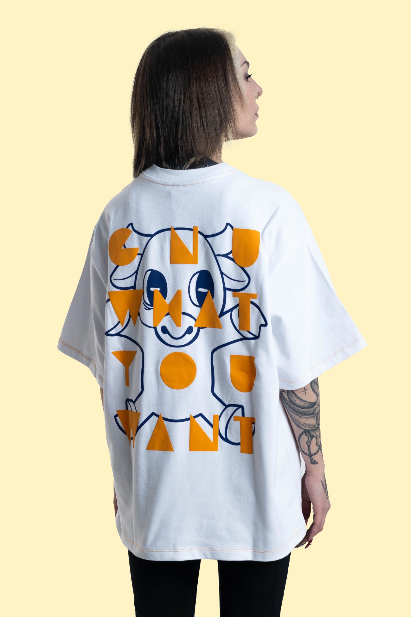 Oversized Tee Orange/Blau – Gnu what you want