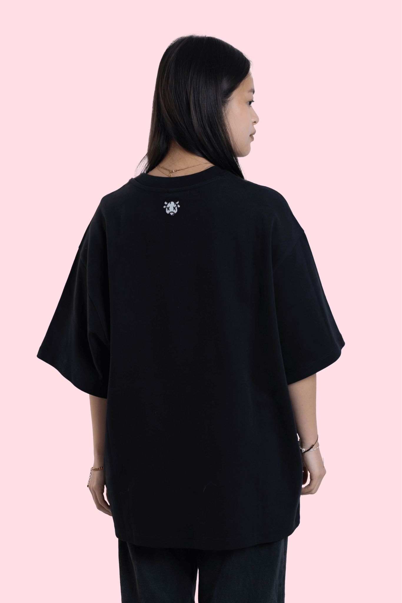 Oversized Tee – Gnuhe in Frieden Schwarz