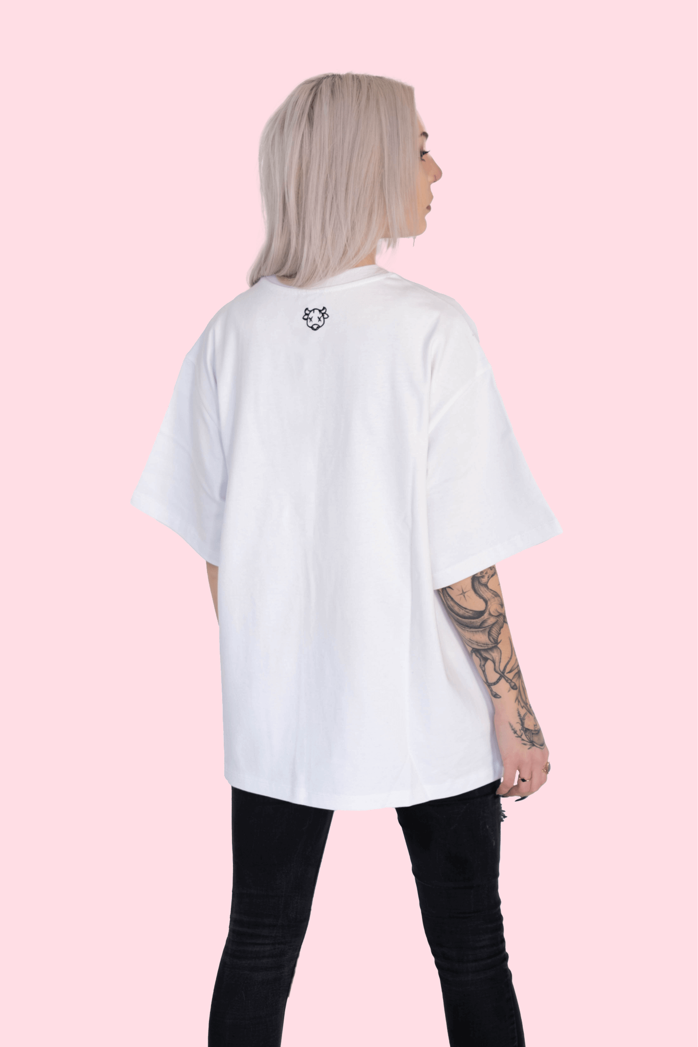 Oversized Tee – Gnuhe in Frieden Weiß
