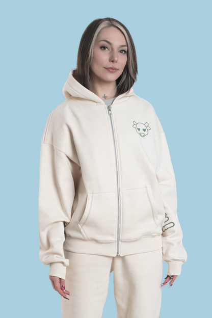 Zip-Hoodie - "Gnuddel mich" Beige
