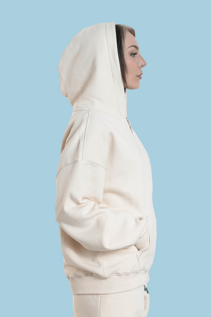 Zip-Hoodie - "Gnuddel mich" Beige