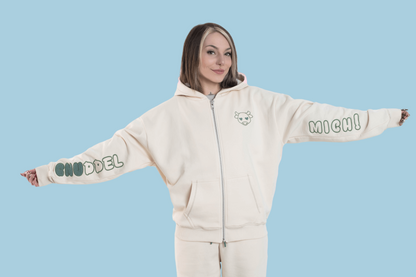 Zip-Hoodie - "Gnuddel mich" Beige