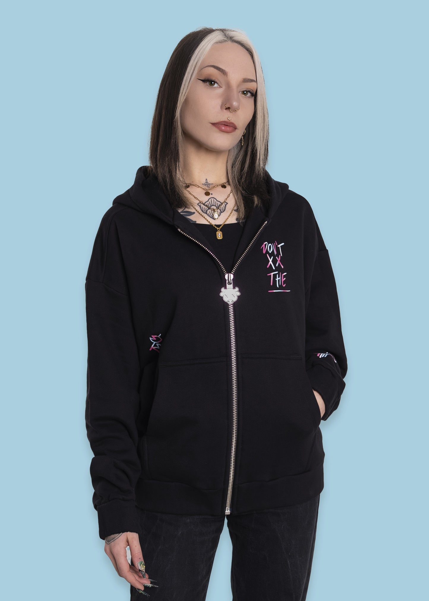Gnu Zip-Hoodie Black - Don't Croissant The Line